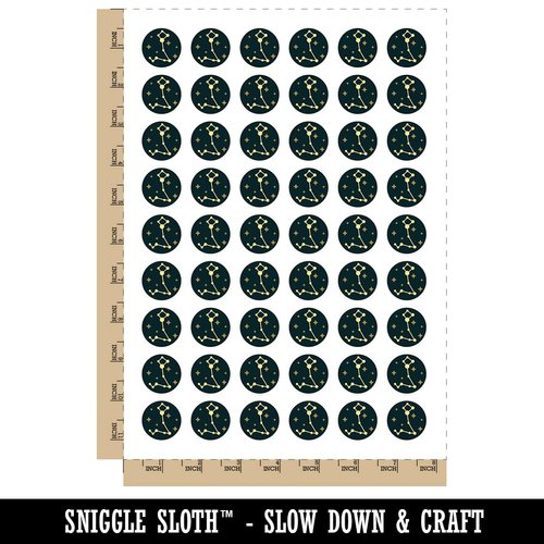 Pisces Zodiac Star Constellations Temporary Tattoo Water Resistant Fake Body Art Set Collection - 54 1" Tattoos (1 Sheet)