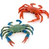 AUEAR, 2 Pack Fake Animal Sea Life Blue Red Crabs Action Figures Ocean Model Ornament for Swim Bath
