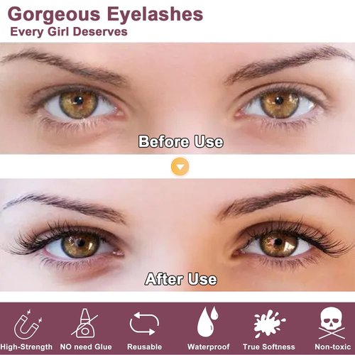 3 Styles Reusable Self Adhesive Eyelashes, No Eyeliner or Glue Needed, Stable False Lashes Natural Look, False Eyelashes with Tweezers for Women Girls Gift