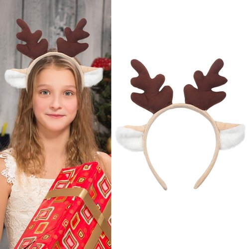 Totelux Reindeer Antlers Headband Deer Ears Hair Band Christmas Hair Accessories for Women Party Cosplay Costume Brown