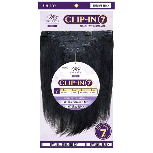 Outre MyTresses Purple Label Unprocessed Human Hair Clip-in 7PCS NATURAL STRAIGHT (12", NBLK)