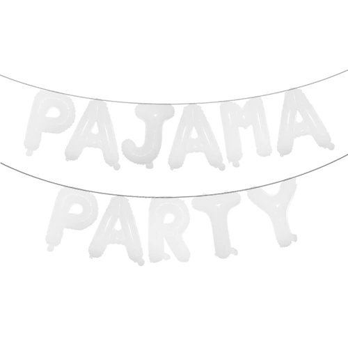 16 inch Pajama Party Balloons Banner Girls Sleepover Birthday Party Decoration Slumber Parites Banner Colorful Balloons Backdrop (PAJAMA PARTY White)