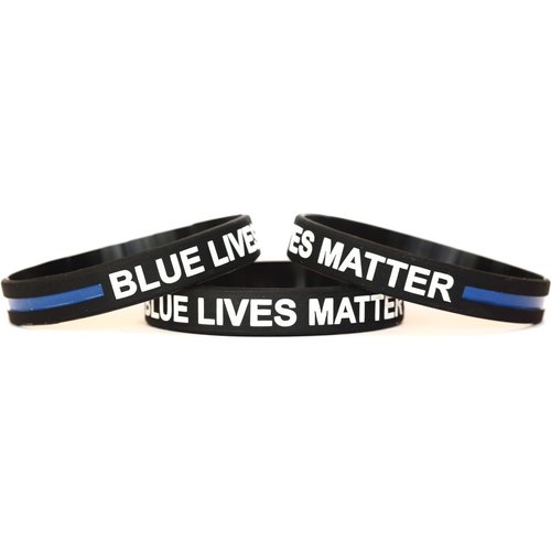 10 Blue Lives Matter Thin Blue Line Silicone Wrist Band Bracelet Wristbands - Support Police and Law Enforcement