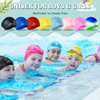 2 Pack Kids Swim Caps for Long/Short Hair, Unisex Silicone Swimming Cap for Age 3-15 Children Toddler Youth Teen, Waterproof Shower Cap Bathing Hats for Girls Boys with Ear Plugs & Nose Clip-8