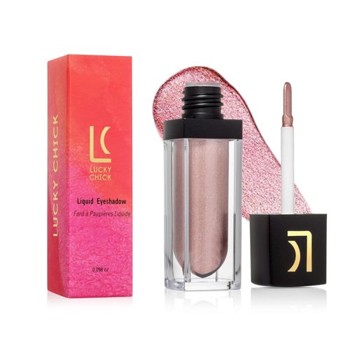 Lucky Chick Liquid Shimmer Eyeshadow - glitter eyeshadow Pink Rose Quartz - Natural Blendable Eye Glitter Gel for All Day Wear - Paraben & Cruelty Free Formula