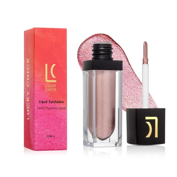 Lucky Chick Liquid Shimmer Eyeshadow - glitter eyeshadow Pink Rose Quartz - Natural Blendable Eye Glitter Gel for All Day Wear - Paraben & Cruelty Free Formula