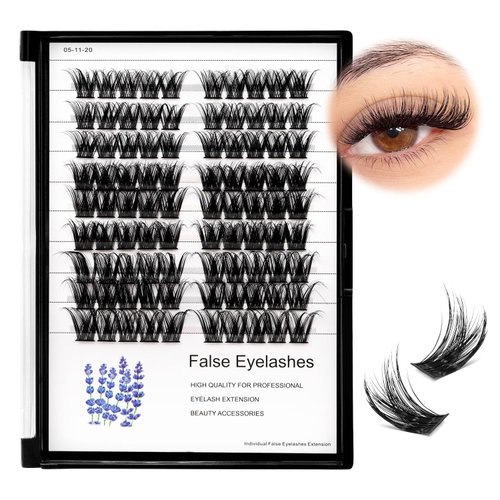 90Pcs 8-18mm Available Grafted Thickness 0.07mm Wide Stem Individual False Eyelashes Dramatic Look Cluster Volume Eye Lashes Extensions (12mm)
