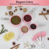 Measuring Cups and Spoons Set of Huygens Kitchen Gadgets 10 Pieces, Stackable Stainless Steel Handle Measuring Cups for Measuring Dry and Liquid Ingredient (Pink)