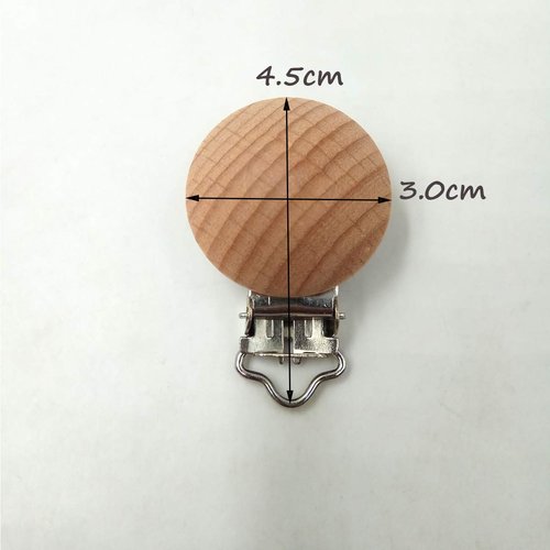 5pcs Beech Wood Pacifier Clips Holder Teething Grasping Suspender Clips Charm DIY Beading Pacifier Chain Accessory (3cm/5pcs)
