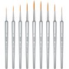 EBIVEN Long-Haired Rigger Paint Brush Set, 9 Pcs Synthetic Hair Rigger Brushes for Painting Straight Lines - Oil, Acrylic and Watercolour
