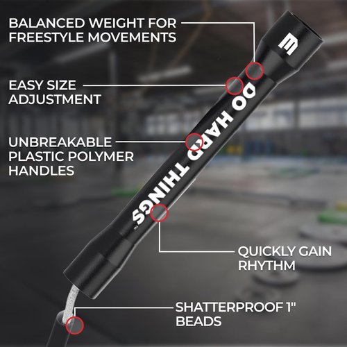 Elite Jumps Beaded Jump Rope | Adjustable Jump Ropes for Fitness with Unbreakable Handles and Shatterproof Beads | Crossover Jump Rope for Your Exercise Equipment | Segmented Jump Rope