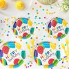 DECORLIFE Birthday Plates and Napkins Party Supplies Serves 24, Birthday Party Supplies for Kids Adults Girls Boys, Rainbow Confetti Balloons Party, Total 96PCS