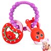 NPET Baby Valentines Teething Toy, Cute Bear & Red Heart Teeting Ring Infant Baby Teething, Sore Gums Relief Infant Toys Valentines Birthday Chocking-Prove Design Baby Teething Chew Toys Bpa-Free