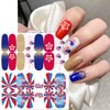 6 Sheets 4th of July Full Wrap Nail Stickers Self-Adhesive Patriotic Nail Polish Stickers Independence Day Nail Wraps Glitter USA Flag Star Design Gel Nail Strips Stickers for Women DIY Nail Decor
