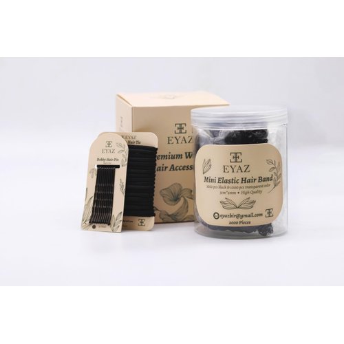 Eyaz Clear Hair Elastics - Rubber Bands for Hair - Unique Gifts - 3 in 1 Set with Black and Small Elastic Ties