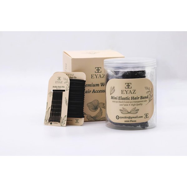 Eyaz Clear Hair Elastics - Rubber Bands for Hair - Unique Gifts - 3 in 1 Set with Black and Small Elastic Ties