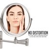 OVENTE 7" Wall Mount Makeup Mirror, 1X & 7X Magnifier, Adjustable Spinning Double Sided Round Reflection, Extend, Retractable & Folding Arm, Bathroom & Vanity Décor, Nickel Brushed MNLFW70BR1X7X
