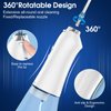 H2ofloss Water Dental Flosser Portable Dental Oral Irrigator with 5 Modes, 6 Replaceable Jet Tips, Rechargeable IPX7 Waterproof Teeth Cleaner for Home and Travel -300ml Detachable Reservoir (HF-6)