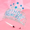 AHONEY Birthday Princess Crown Tiara for Girls Women, Birthday Girl Headband, Happy Princess Birthday Party Decorations Gifts (Blue)