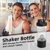 KINLYBO Blender Protein Shaker Tritan Bottle with Pill/Powder Storage Container for Protein Shakes-pre workout bottle-Mixer Cup-Gym Sport Water Bottle with Wire Whisk Balls Black