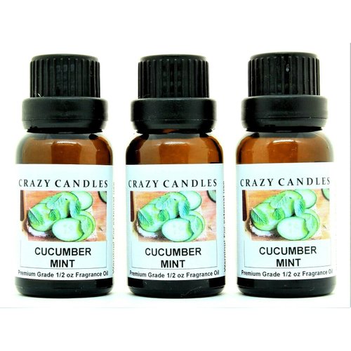 Crazy Candles Cucumber Mint 3 Bottles 1/2 FL Oz Each (15ml) Premium Grade Scented Fragrance Oil