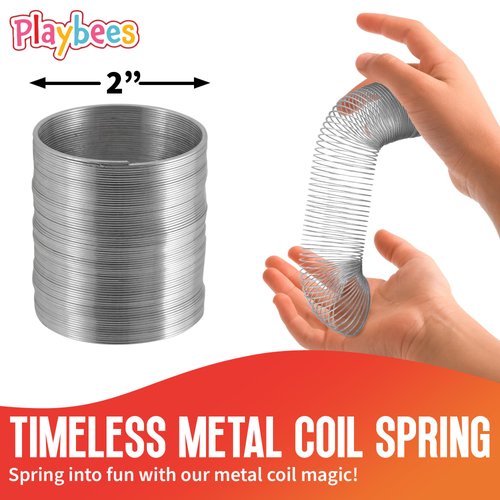 Playbees Metal Coil Spring Walking Toys 2" - Set of 4 - Ideal for Kids Teens & Adults Novelty Prize Party Favor Great for Classroom Games Travel Activities Slinky Toy for Fun Deter Squirrel and Pests