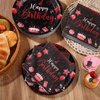 SiliFine 120 Pcs Happy Birthday Party Supplies Tableware Set Disposable Happy Birthday Plates and Napkins for Guests Man Woman 50th 70th 80th Birthday Party Decorations (Black Red)