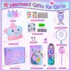 Cherry Tale Mermaid Gifts for Girls Age 4 5 6 7 8 9 10, Girls Mermaid Birthday Gifts Set with Light Up Star Pillow Diary Plush DIY Water Bottle Kits Christmas Presents Toys