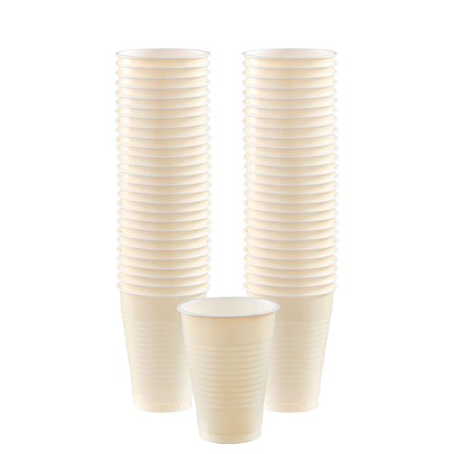 Big Party Pack Vanilla Creme Plastic Cups |12 oz.| Pack of 50 | Party Supply