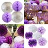 Birthday Party Decorations for Women Purple Silver Happy Birthday Banner Purple Balloons Polka Dot Paper Fans/Girl Purple Birthday/Women 40th/50th/60th Purple Birthday Party Decorations