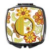 Caroline's Treasures CJ2003-OSCM Letter O Floral Mustard and Green Compact Mirror Decorative Travel Makeup Mirror for Women Girls Gifts Pocket Makeup Mirror Folding Handheld