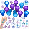 36PCS Snowflake Party Favors 24 Tattoos Sticker 12 Stamp Set - Ideal Winter Themed Birthday Card Decorations Supplies Goodie Bag Cute Rewards for Girls Classroom Gifts Baby Shower Prizes