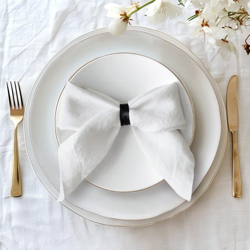 L Linen World 100% Linen Dinner Napkins 20x20 Inch,Soft and Breathable French Flax Cloth Napkins,Stone Washed Set of 4(White)