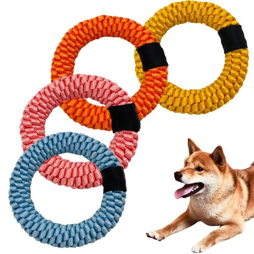 CaBYbigG Dog Rope Toy,No Stuffing Dog Toy,Puppy Chews for Teething,Dog Chew Toys,Ring Dog Toys fo...