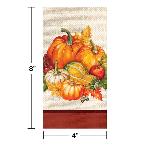 Creative Converting Plentiful Harvest Guest Towels, 8” x 4”, Multi-color