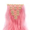 Womens 18 Clips 8pcs Full Head Hair Extensions 24 Inch Long Curly Light Pink Hairpiece