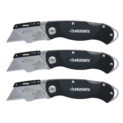 Husky Folding Lock-Back Utility Knife (Set of 3)