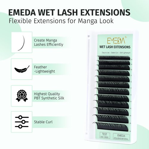 EMEDA Premade Fans Spike Wet Eyelash Extension Individual Cluster Lashes 0.07 C D Curl Wet Lash Spike Clusters DIY Lash Extensions Super Matte Wet Look Lashes (0.07 D Curl Mix 8-15mm)