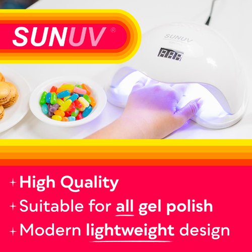 SUNUV UV LED Nail Lamp, UV LED Nail Polish Dryer Professional Gel Machine for Manicure and Pedicure with Sensor and 4 Timers 48W SUN5Plus Gift for Girls Women