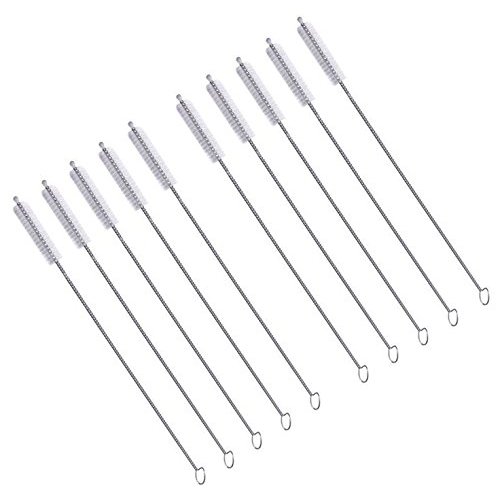 WAF Straw Brush, Washing Brushes Tool Nylon Skinny Pipe Tube Cleaner 173mm x5mm Set of 10