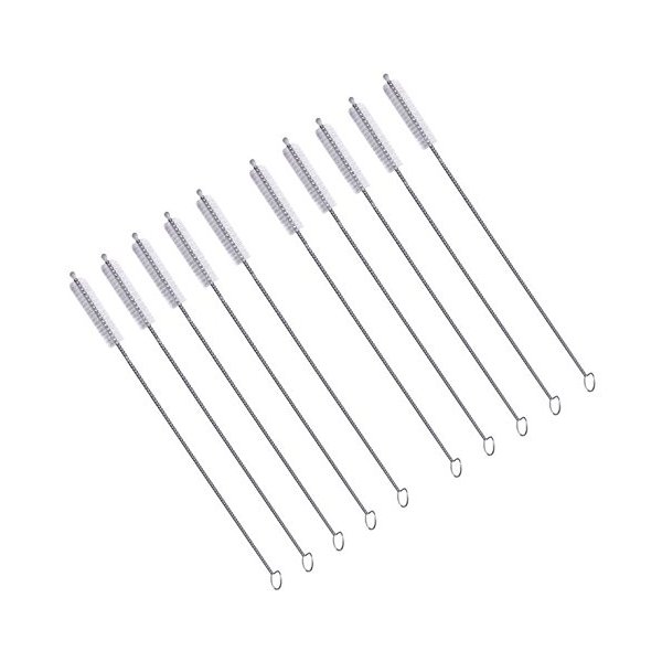 WAF Straw Brush, Washing Brushes Tool Nylon Skinny Pipe Tube Cleaner 173mm x5mm Set of 10