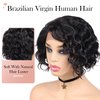 WIGER Short Lace Front Wigs Human Hair for Women Short Curly Bob Wig Black Wavy Lace Wig Black Pixie Cut Wig Brazilian Virgin Human Hair Curly Wigs 180% Density Side Part