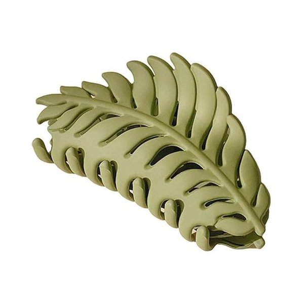 Rosojodg Hair Clip, 1Pc Green Non-slip Leaves Hair Catch Barrette Jaw Clamp Hairpins for Women Girls Thin Thick Hair, 3.5 Inch, Beauty and Personal Care