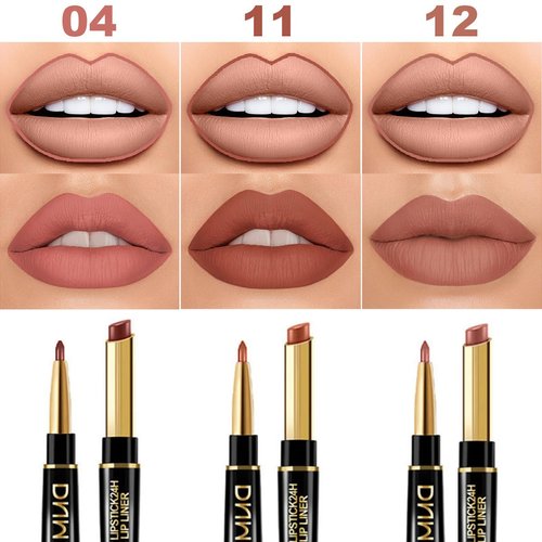 Aseawave 3Pcs Lip Liner and Lipstick Combo Set, Chestnut Nude Brown Lip Liner Lipstick for Women Magic Lipstick 24 Hours Original Lip Liner Makeup Stain Long Lasting Waterproof Smudge Proof labial