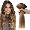 Clip in Hair Extensions, 22 inch Dark Brown to Chestnut Brown and Dirty Blonde Highlighted Hair Extensions Clip in Human Hair Lashey Hair Extensions Real Human Hair 120g 7pcs