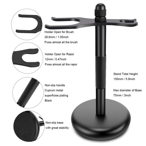 Amazing Safety Razor Shave Kit - Mysterious Black Men's Shaving & Grooming Sets - Butterfly Open Safety Razor,Friendly Brush,Great Shaving Stand,Shaving Soap Bowl, Super Stainless Blades