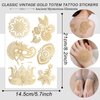 Henna Temporary Tattoos Stickers Gold Lace Tattoos Stickers Flower Lotus Stickers Sexy Butterfly Love Art Sticker Design Arm Body Art Accessories for Girl Woman 6sheets (Gold)