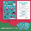 Partywind Luminous Christmas Temporary Tattoos for Party Decorations, Glow Christmas Stocking Stuffers for Kids Party Favors Supplies, Xmas Holiday Stickers for Kids Boys Girls - 4 Sheets