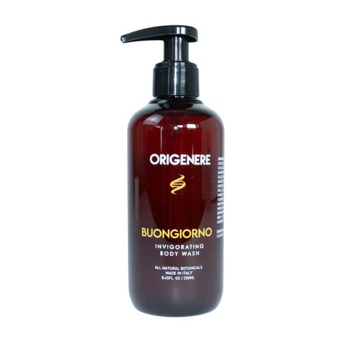 Buongiorno Invigorating Body Wash. All-Natural Botanicals. Made with Bergamot, Orange peel, Lemon, Grapefruit, Lavender, and Mandarin Orange.