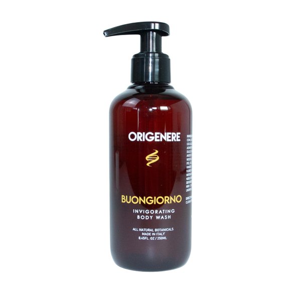 Buongiorno Invigorating Body Wash. All-Natural Botanicals. Made with Bergamot, Orange peel, Lemon, Grapefruit, Lavender, and Mandarin Orange.
